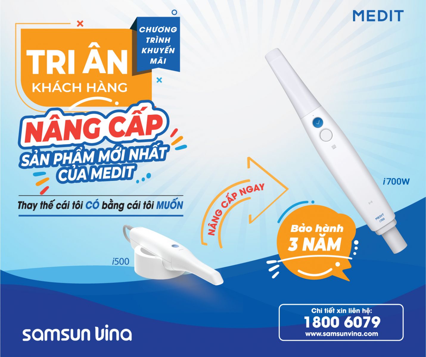 Samsun Vina tri ân khách hàng - Nâng cấp máy scan trong miệng Medit I700w mới nhất 